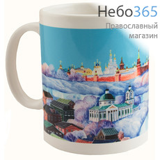  Чашка керамическая кружка, Зимняя Москва, с цветной сублимацией картины с видом Москвы, объёмом 350 мл, фото 1 