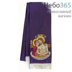  Закладка  для Евангелия "Икона Не рыдай Мене Мати" вышивка, фиолетовый габардин, размеры: 14 х 160 см, фото 1 