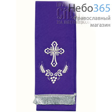 Закладка  для Евангелия, фиолетовая с серебром, вышивка "Крест", ткань габардин, размеры: 14 х 145 см, фото 1 