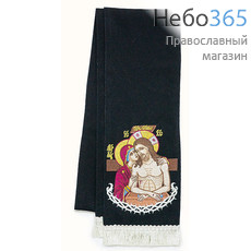  Закладка  для Евангелия "Икона Не рыдай Мене Мати" вышивка, черный габардин, размеры: 14 х 160 см, фото 1 