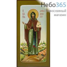  Даниил Московский, благоверный князь. Икона писаная 13х25х2 см, цветной фон, золотой нимб, с ковчегом (Шун), фото 1 