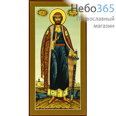  Димитрий Донской, благоверный князь. Икона писаная (Шун) 13х25, цветной фон, золотой нимб, без ковчега, фото 1 