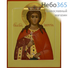  Екатерина, великомученица. Икона писаная 13х16, цветной фон, золотой нимб, с ковчегом, фото 1 