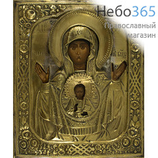  Знамение икона Божией Матери. Икона писаная 26х31 см, с ковчегом, в ризе, 19 век (Кж), фото 1 