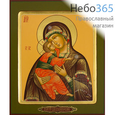  Владимирская икона Божией Матери. Икона писаная (Шун) 17х21х2, цветной фон, золотой нимб, с ковчегом, фото 1 