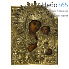  Иверская икона Божией Матери. Икона писаная 13х17, в ризе, 19 век, фото 1 