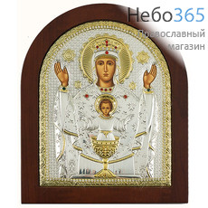  Неупиваемая Чаша икона Божией Матери. Икона в ризе16х19 см, шелкография, серебрение, золочение, на деревянной основе, со стразами, арочная  (Ж) (EK499-ХAG), фото 1 