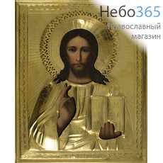  Господь Вседержитель. Икона писаная 18х22, риза, 19 век, фото 1 