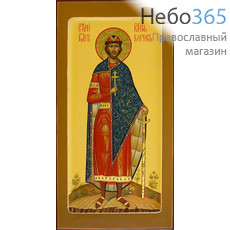  Борис, благоверный князь. Икона писаная 13х25х2, цветной фон, золотой нимб, с ковчегом (Шун), фото 1 