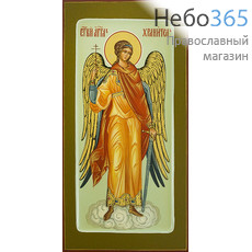  Ангел Хранитель. Икона писаная 13х25х2, цветной фон, золотой нимб, с ковчегом, фото 1 