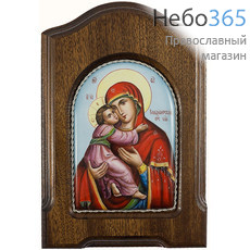  Владимирская икона Божией Матери. Икона писаная 7,5х11 (с основой 12,5х18,5), эмаль, скань (Гу), фото 1 
