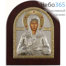  Матрона Московская, блаженная. Икона в ризе 11х13, шелкография, серебрение, золочение, на деревянной основе, стразы (EK399-ХAG) (Ж), фото 1 
