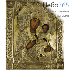  Иверская икона Божией Матери. Икона писаная 22,5х27, в ризе, 19 век, фото 1 