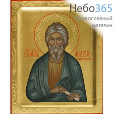  Андрей, апостол. Икона писаная 13х16х2, золотой фон, резьба по золоту, с ковчегом, фото 1 