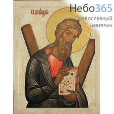  Андрей Первозванный, апостол. Икона на дереве 18х14 см,  печать на левкасе, золочение (АА-01) (Тих), фото 1 