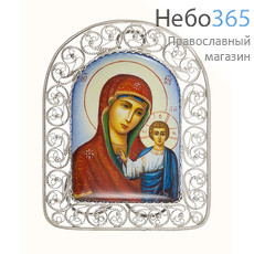  Казанская икона Божией Матери. Икона писаная 4,5х6,5 см, эмаль, филигрань, на подставке (Гу), фото 1 