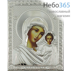  Казанская икона Божией Матери. Икона в ризе (Л) СД1 14х18, полиграфия, серебрение, на деревянной основе,, фото 1 