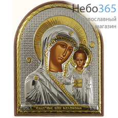  Икона в ризе EK4-PAG 12х15,5, Божией Матери Казанская, шелкография, серебрение, золочение, на пластиковой основе, фото 1 