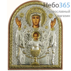  Икона в ризе (Ж) EK4-PAG 12х15,5, Божией Матери Неупиваемая Чаша, шелкография, серебрение, золочение, на пластиковой основе, фото 1 