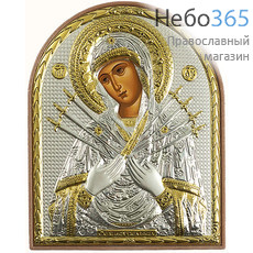  Семистрельная икона Божией Матери. Икона в ризе 12х15,5 см, шелкография, серебрение, золочение, на пластиковой основе (EK4-PAG) (Ж), фото 1 