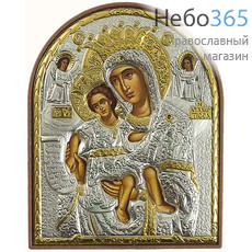  Икона в ризе (Ж) EK4-PAG 12х15,5, Божией Матери Достойно Есть, шелкография, серебрение, золочение, на пластиковой основе, фото 1 