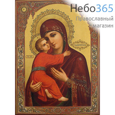  Владимирская икона Божией Матери. Икона на дереве 24х18 см, печать на левкасе, золочение (БВ-55) (Тих), фото 1 