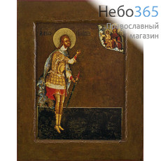  Никита Воин, великомученик. Икона на дереве 12х9,5 см, печать на левкасе, золочение, с ковчегом (НВ-01) (Тих), фото 1 