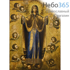  Нерушимая Стена икона Божией Матери. Икона на дереве 12х9 см, печать на левкасе, золочение, без ковчега (БНС-01) (Тих), фото 1 
