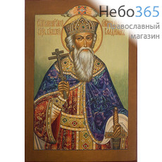  Икона на дереве 12х8,5, равноапостольный князь Владимир, печать на левкасе, золочение, фото 1 