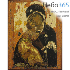  Владимирская икона Божией Матери. Репродукция на дереве 11х14 х1,5 см, золочение, фото 1 
