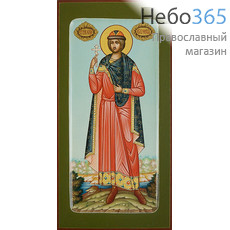  Игорь Черниговский, благоверный князь. Икона писаная 13х25х2, цветной фон, золотой нимб, с ковчегом, фото 1 