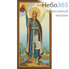  Екатерина, великомученица. Икона писаная 13х25х2, цветной фон, золотой нимб, без ковчега, фото 1 