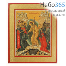  Воскресение Христово. Икона на дереве 10,5х13х1,5 см, цветная печать, ручная доработка (ТЗВ), фото 1 