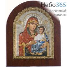  Иерусалимская икона Божией Матери. Икона на деревянной основе 14,5х18 см, шелкография, в посеребренной и позолоченной открытой ризе, арочная (RS 4 DZG) (СмП), фото 1 
