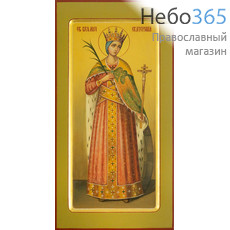  Екатерина, великомученица. Икона писаная 13х25х2 см, цветной  фон, золотой нимб, с ковчегом (Гл), фото 1 