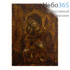  Владимирская икона Божией Матери. Икона писаная 8х10,5х0,7 см, без ковчега, 19 век, фото 1 