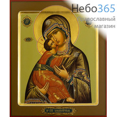  Владимирская икона Божией Матери. Икона писаная 21х25х3,8, цветной фон, золотые нимбы, с ковчегом (Шун), фото 1 