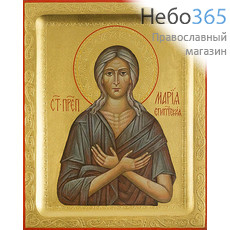  Мария Египетская, преподобная. Икона писаная (Ст) 13х16х2, золотой фон, резьба по золоту, с ковчегом, фото 1 