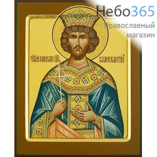  Константин, равноапостольный царь. Икона писаная 17х21х2, цветной фон, золотой нимб, с ковчегом, фото 1 