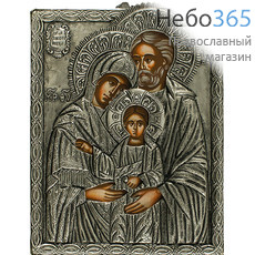  Святое Семейство. Икона писаная (Гн) 13,5х17,5, в посеребренной ризе (№113), фото 1 