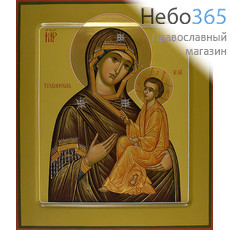  Тихвинская икона Божией Матери. Икона писаная 27х31, цветной фон, золотые нимбы, с ковчегом, фото 1 