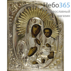  Смоленская икона Божией Матери. Икона писаная 18х22, в ризе, 19 век, фото 1 