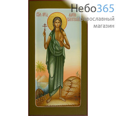  Мария Египетская, преподобная. Икона писаная (Шун) 13х25х2, цветной фон, золотой нимб, с ковчегом, фото 1 