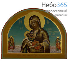  Млекопитательница икона Божией Матери. Икона писаная 30х23,5, цветной фон, золотые нимбы, ассист, арочная, с ковчегом, фото 1 