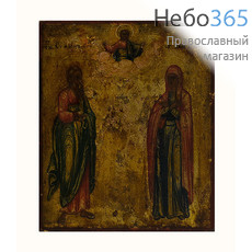  Симеон Богоприимец и Анна Пророчица, праведные. Икона писаная 7х8,5 см, без ковчега, 19 век (Кж), фото 1 
