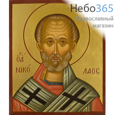  Николай Чудотворец, святитель. Икона писаная 11х13х2,9, золотой фон, без ковчега, фото 1 