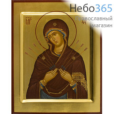  Семистрельная икона Божией Матери. Икона писаная 17х21 см, золотой фон, с ковчегом (Якв), фото 1 