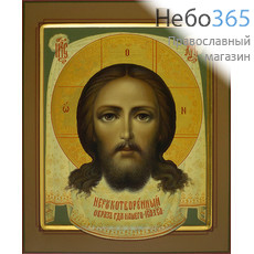  Нерукотворный Образ Спасителя. Икона писаная 21х25, цветной фон, золотой нимб, с ковчегом, фото 1 