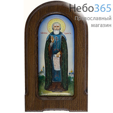  Сергий Радонежский, преподобный. Икона писаная 5х12 (с основой 9х17), эмаль (Гу), фото 1 