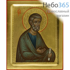  Петр, апостол. Икона писаная 13х16 см, золотой фон, резьба по золоту, с ковчегом (Ст), фото 1 